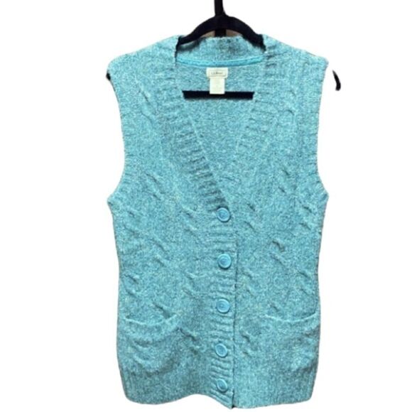 L.L.Bean Wool Button Front V-Neck Sweater Vest - Picture 1 of 4